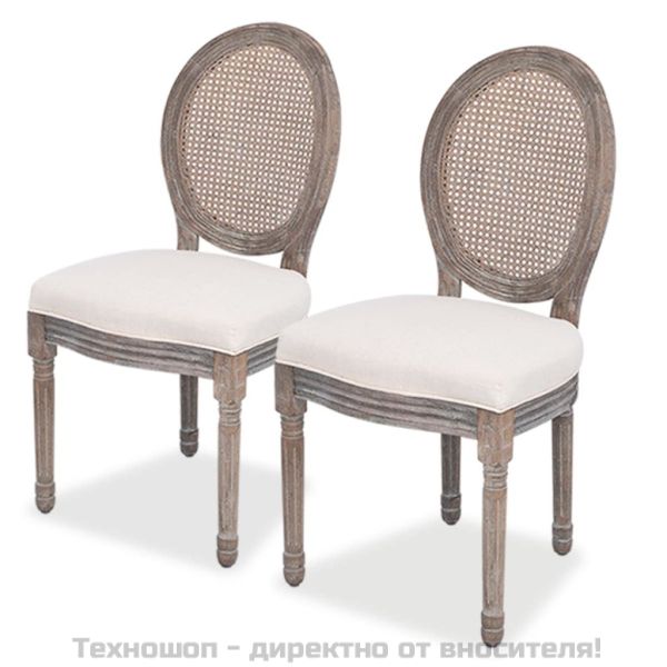 Трапезни столове, 2 бр, кремави, текстил