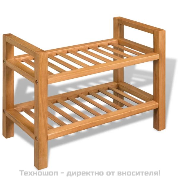 Поставка за обувки с 2 рафта, 50x27x40 см, дъбов масив
