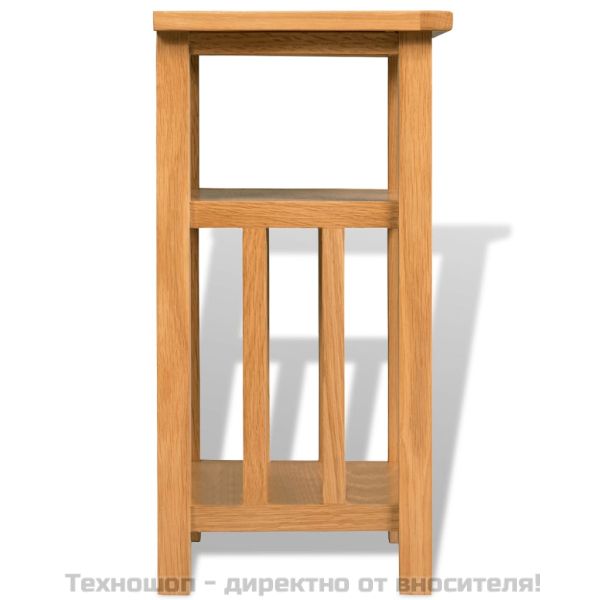 Помощна маса с рафт за списания, 27x35x55 см, дъбов масив
