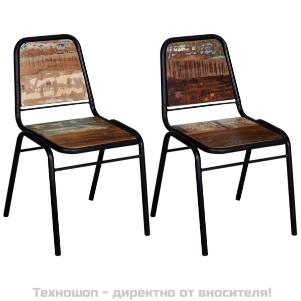 Трапезни столове, 2 бр, регенерирано дърво масив