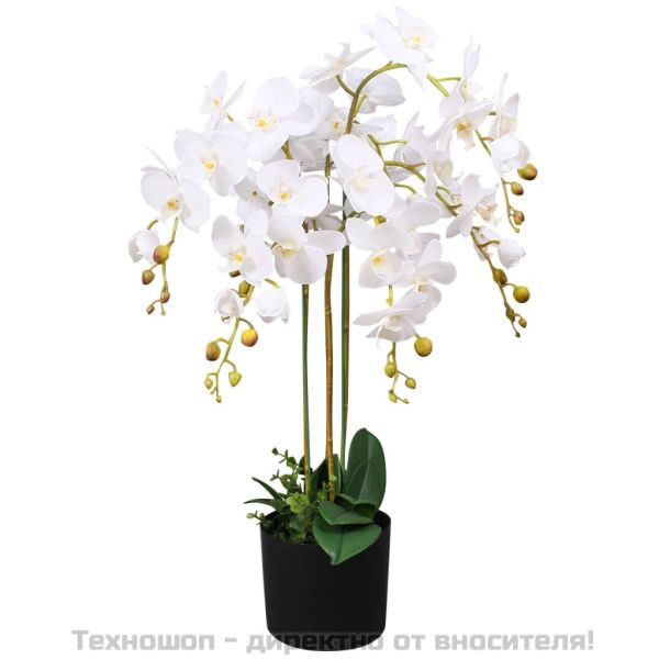Изкуствена орхидея със саксия 75 см бяла