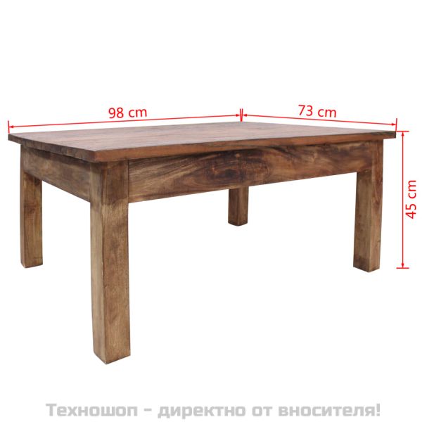 Маса за кафе, махагоново дърво масив, 96x73x45 cм