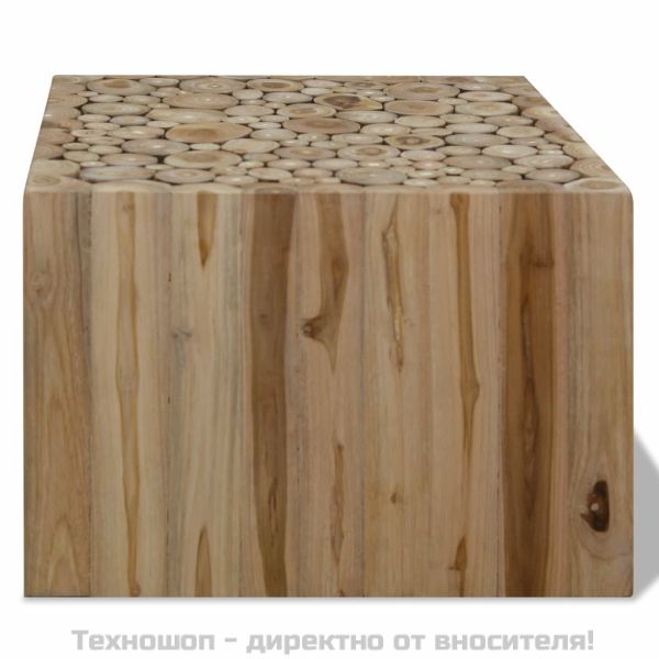 Кафе маса, естествен тик, 50x50x35 cм
