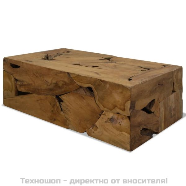 Маса за кафе, 90x50x30 см, естествена тикова дървесина, кафява