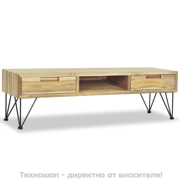 ТВ шкаф, тиково дърво масив, 120x35x35 cм