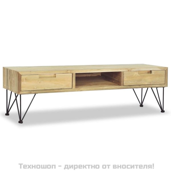 ТВ шкаф, тиково дърво масив, 120x35x35 cм