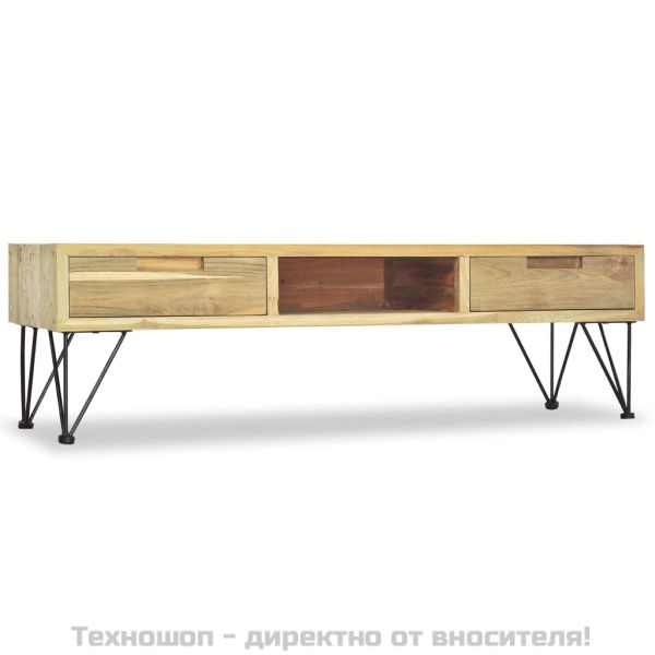 ТВ шкаф, тиково дърво масив, 120x35x35 cм