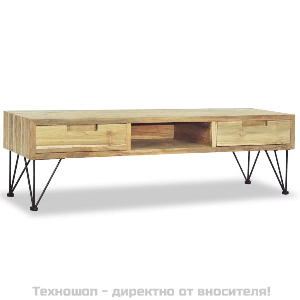 ТВ шкаф, тиково дърво масив, 120x35x35 cм