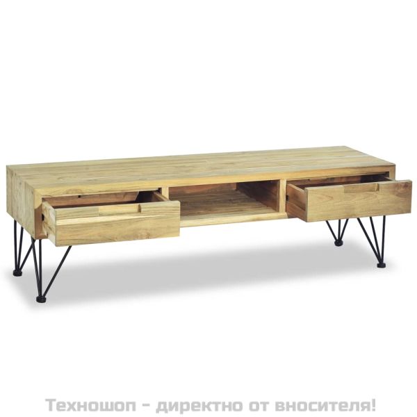 ТВ шкаф, тиково дърво масив, 120x35x35 cм