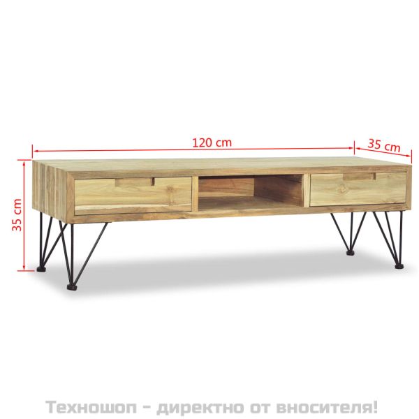 ТВ шкаф, тиково дърво масив, 120x35x35 cм