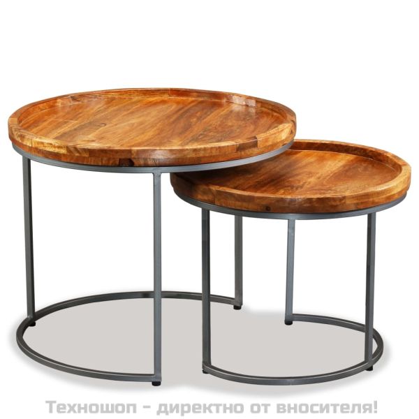 Комплект от 2 масички, мангово дърво масив