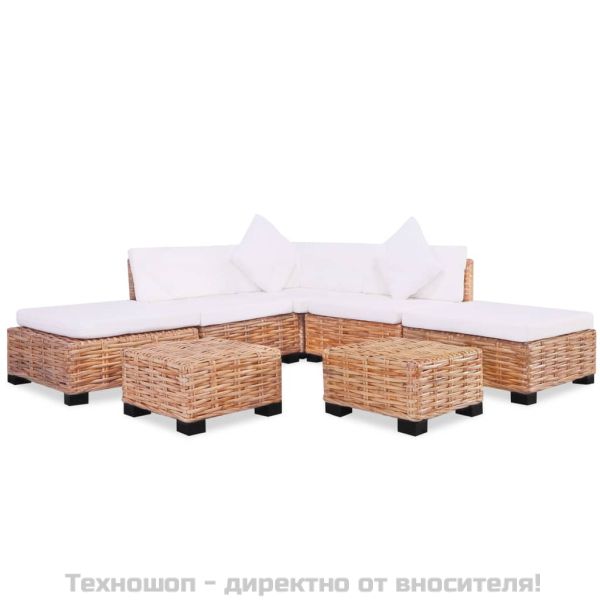 Комплект мека мебел, 18 части, естествен ратан