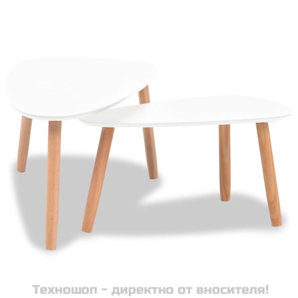 Комплект кафе маси, 2 части, иглолистна дървесина масив, бял