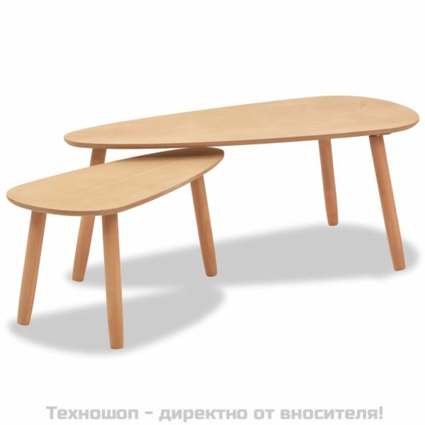 Комплект кафе маси, 2 части, иглолистна дървесина масив, кафяв