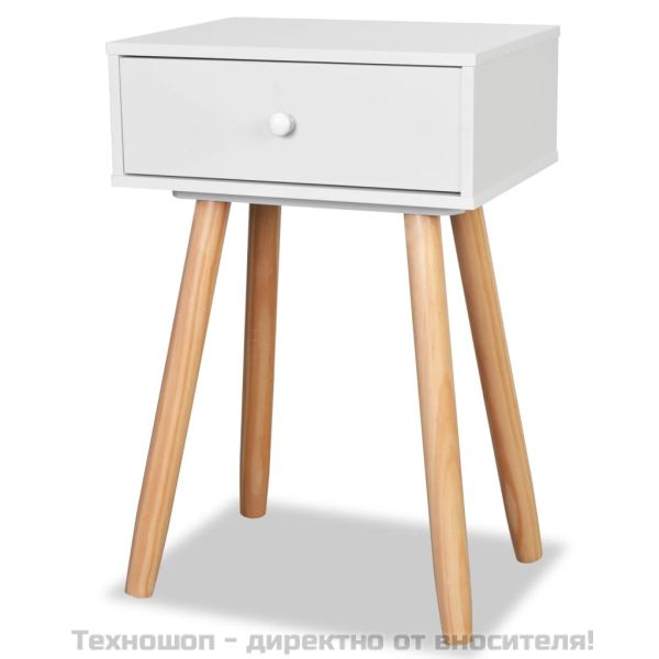 Нощни масички, 2 бр, иглолистен масив, 40x30x61 см, бели