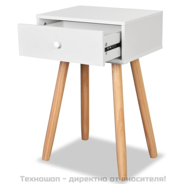 Нощни масички, 2 бр, иглолистен масив, 40x30x61 см, бели