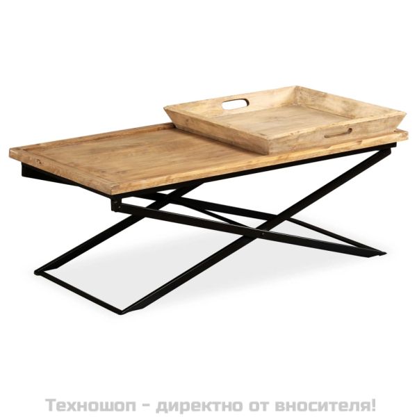 Маса за кафе от мангово дърво масив, 110x55x42 cм