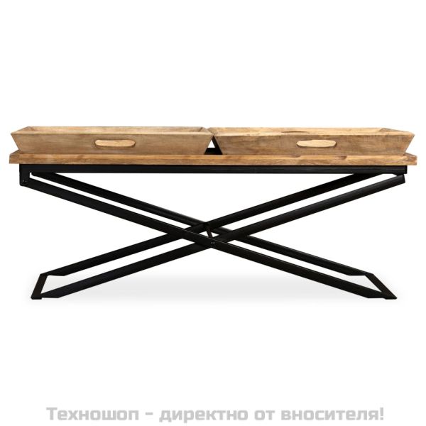 Маса за кафе от мангово дърво масив, 110x55x42 cм