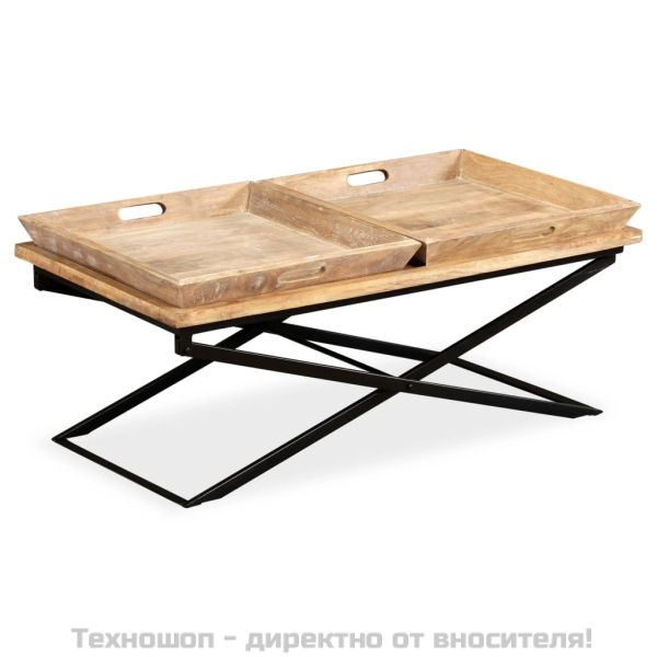 Маса за кафе от мангово дърво масив, 110x55x42 cм