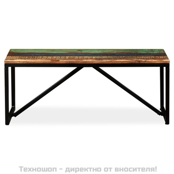 Пейка от регенерирано дърво масив, 110х35х45 см
