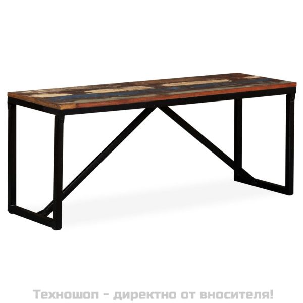 Пейка от регенерирано дърво масив, 110х35х45 см