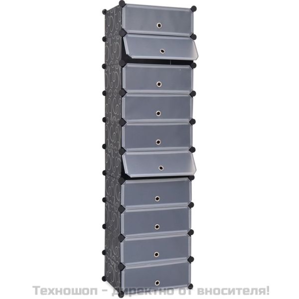 Сглобяем органайзер за обувки, 10 отделения, черен
