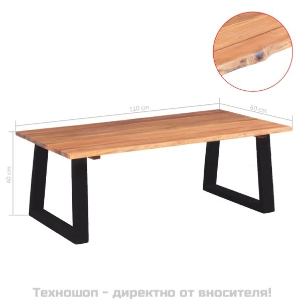 Маса за кафе, акациево дърво масив, 110x60x40 см