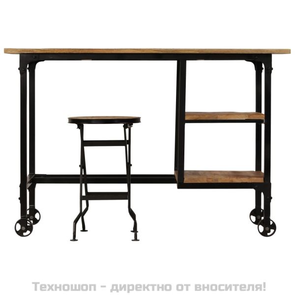 Бюро със сгъваем стол, мангово дърво масив, 115x50x76 см
