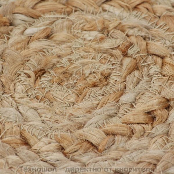 Плетен килим с дизайн, от юта, 90 см, кръгъл