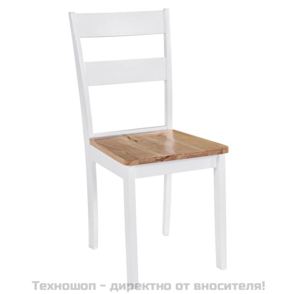 Трапезни столове, 4 бр, бели, каучуково дърво масив