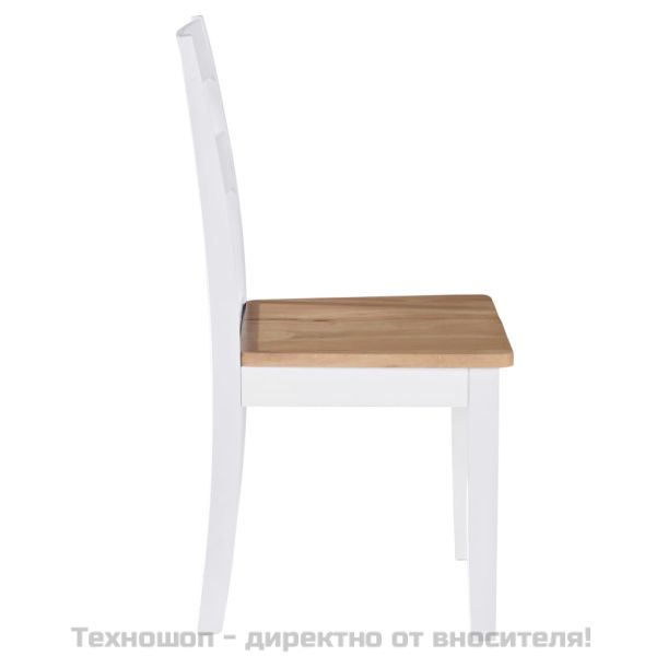 Трапезни столове, 4 бр, бели, каучуково дърво масив