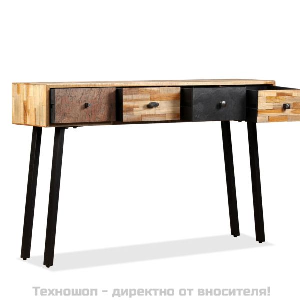 Конзолна маса, регенерирано тиково дърво масив, 120x30x76 cм