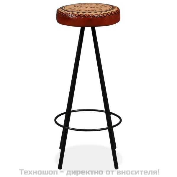 Бар табуретки, 2 бр, естествена кожа