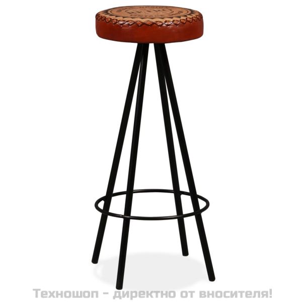 Бар табуретки, 2 бр, естествена кожа