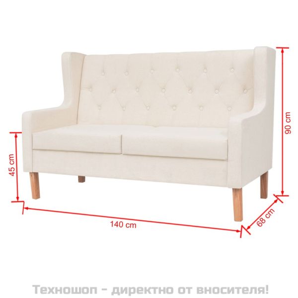 Двуместен диван, текстил, кремавобял