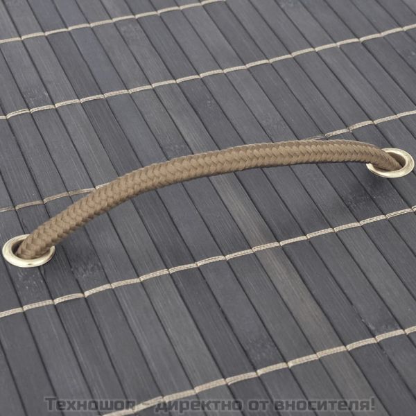 Бамбуков кош за пране, правоъгълен, тъмнокафяв