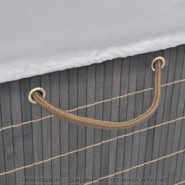 Бамбуков кош за пране, правоъгълен, тъмнокафяв