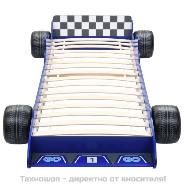 Детско легло състезателна кола, 90x200 cм, синьо