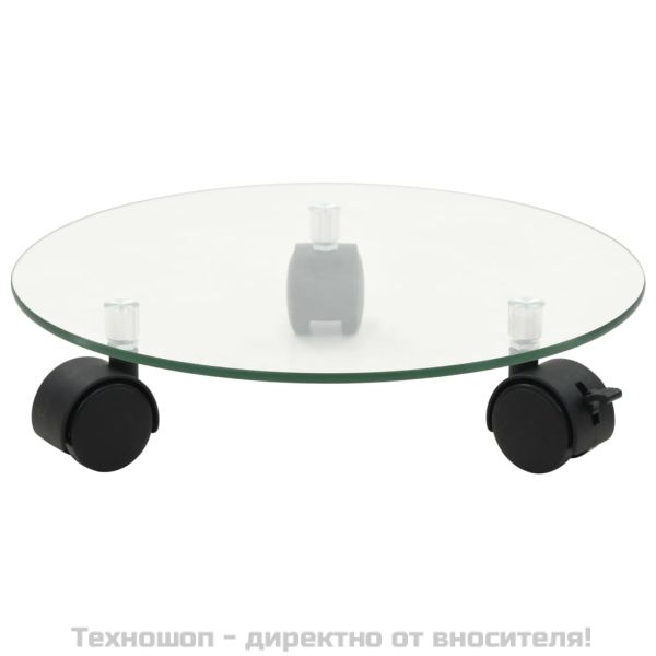 Цветарници на колелца, 2 бр, закалено стъкло, 28 см, кръгли