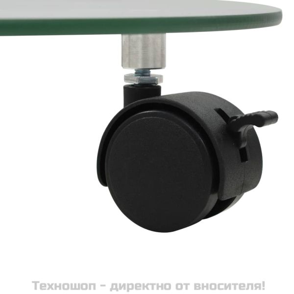 Цветарници на колелца, 2 бр, закалено стъкло, 28 см, кръгли