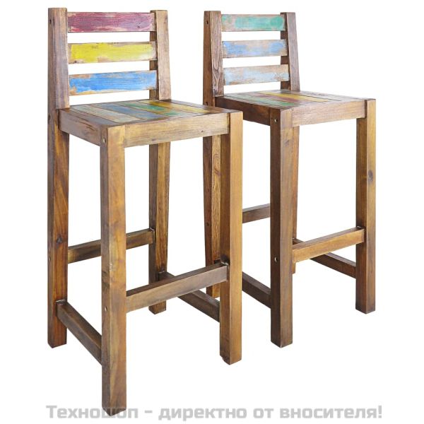 Бар столове, 2 бр, регенерирана дървесина масив