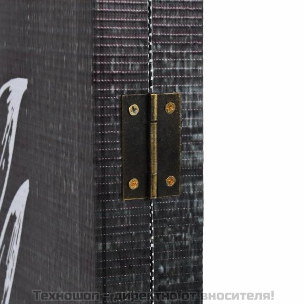 Сгъваем параван за стая, 200x170 см, пера, черно и бяло