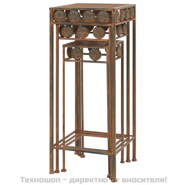 Цветарник, 3 части, винтидж стил, метал, ръждив цвят