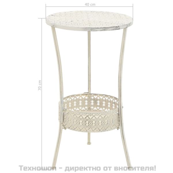 Бистро маса, винтидж стил, кръгла, метал, 40x70 см, бяла