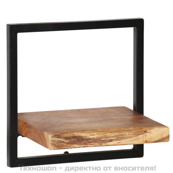 Рафтове за стена, 5 бр, акациево дърво масив и стомана