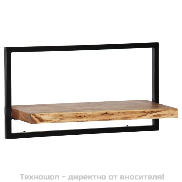Рафтове за стена, 5 бр, акациево дърво масив и стомана