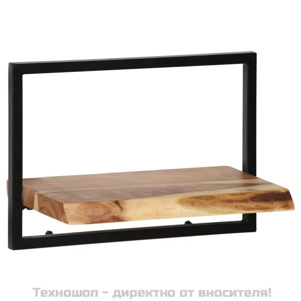Рафтове за стена, 5 бр, акациево дърво масив и стомана