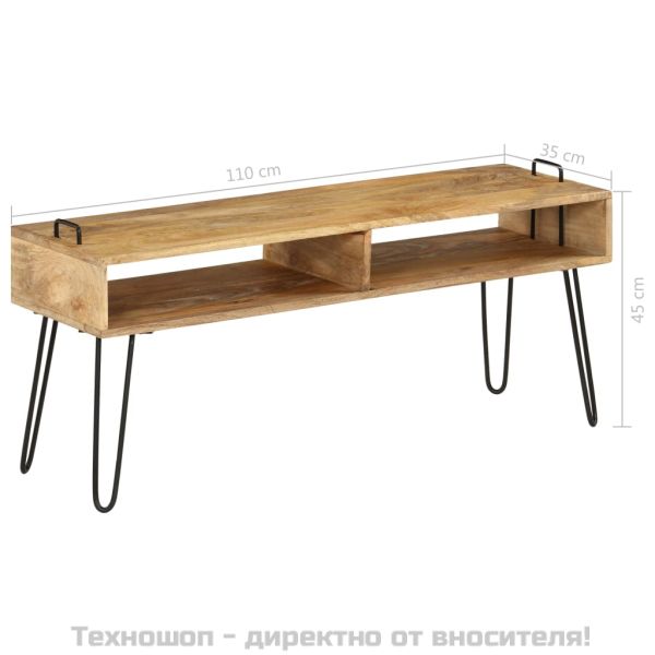 ТВ поставка, мангова дървесина масив, 110х35х45 см