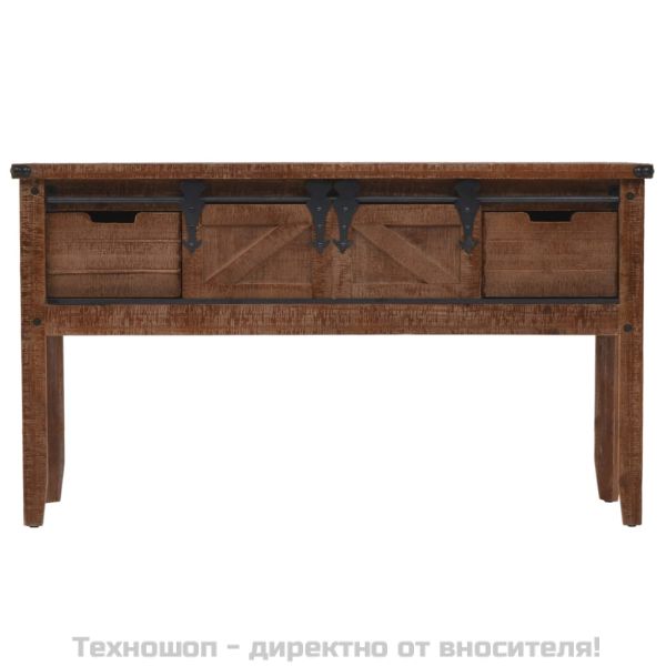 Конзолна маса, чамова дървесина масив, 131x35,5x75 cм, кафява
