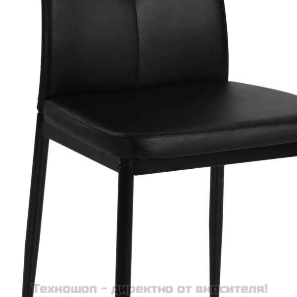 Трапезни столове, 2 бр, черни, изкуствена кожа